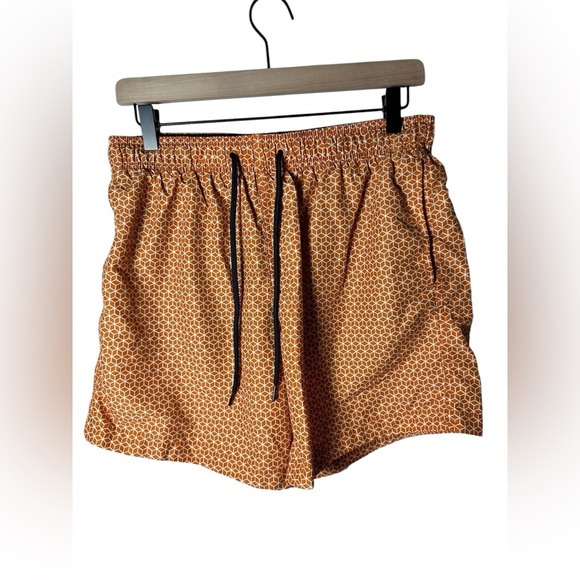 H&M Geometric Print Swim Shorts Orange White Size M - Picture 3 of 9